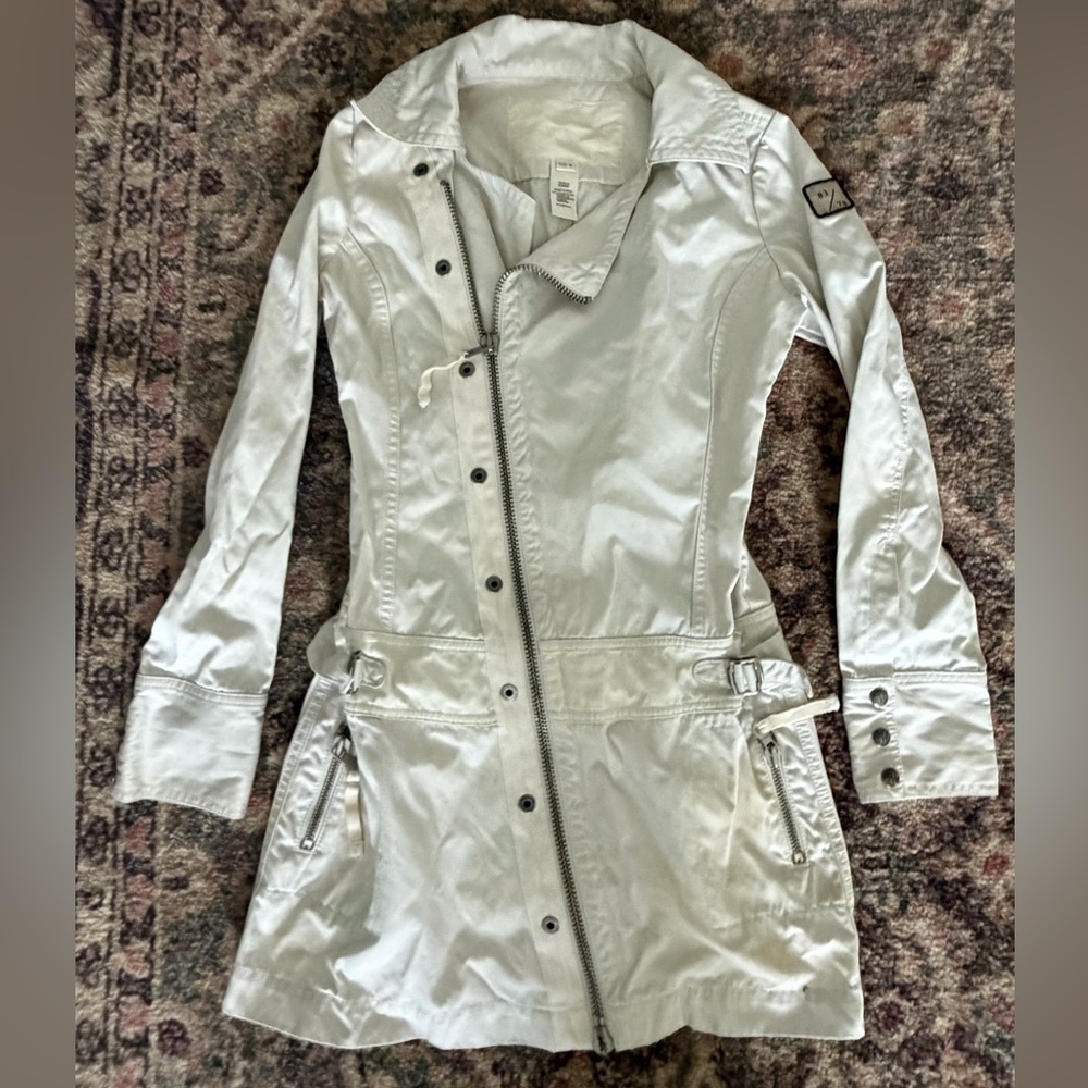 Vintage Y2K Diesel Women's Asymmetrical Zip Trench Coat Rare